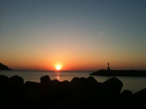 玄界灘夕日　sunset